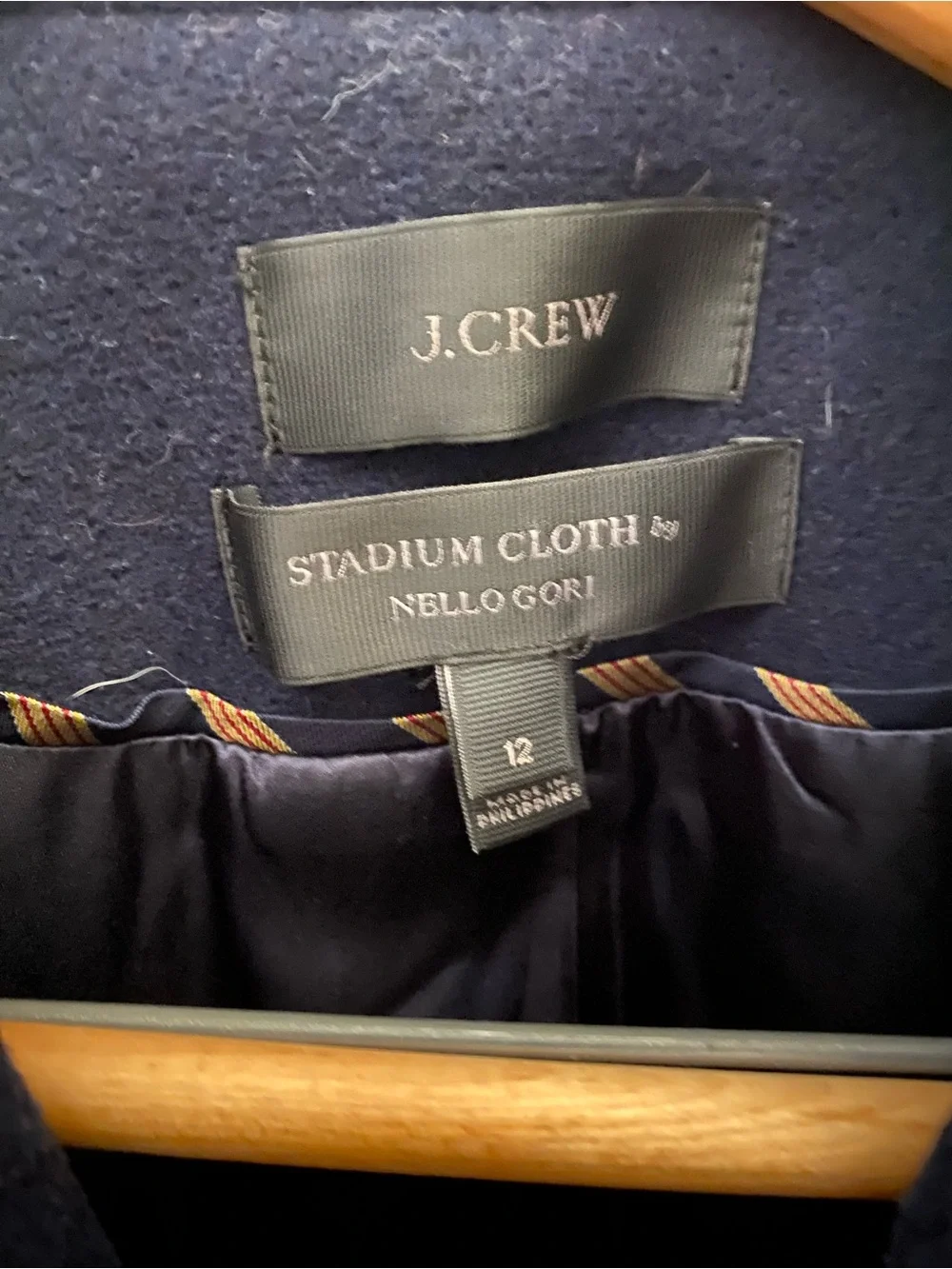 J. Crew Double-Breasted Navy Wool Peacoat with Gold Buttons size 12 women - Picture 3 of 5